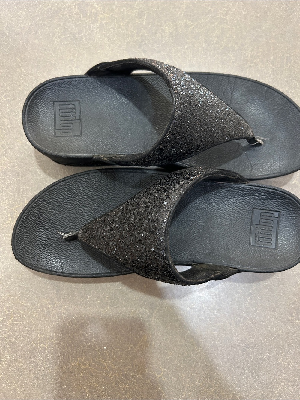 Fitflop Black Glitter Flip Flop Sandals